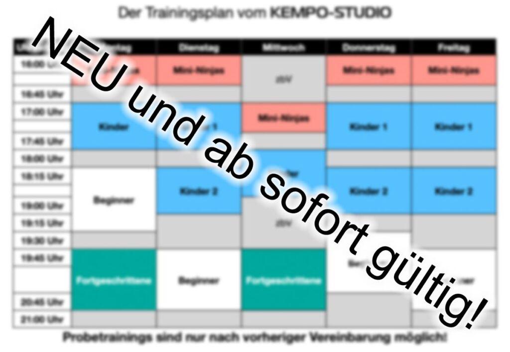 Neuer Trainingsplan ab 21.10.2020